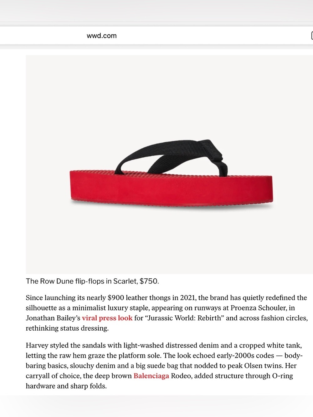 THE ROW Dune Platform Flip Flop Red Black Straps AUTHENTIC sz 41 - Picture 3 of 14